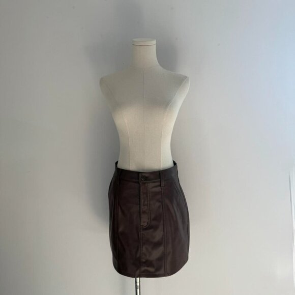 Daze Stash Skirt Faux Leather Mini Skirt | Brown High Waisted| Women’s Size 26 - Picture 3 of 6